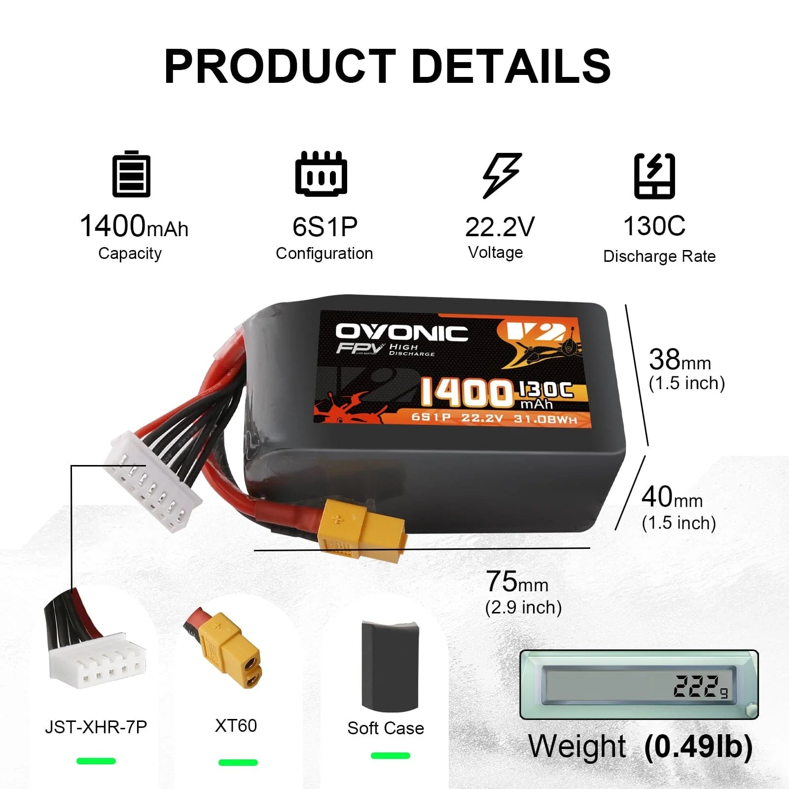 Ovonic 6S 1400mAh 130C LiPo Ba - Drone Battery Bag ulasan dan harga