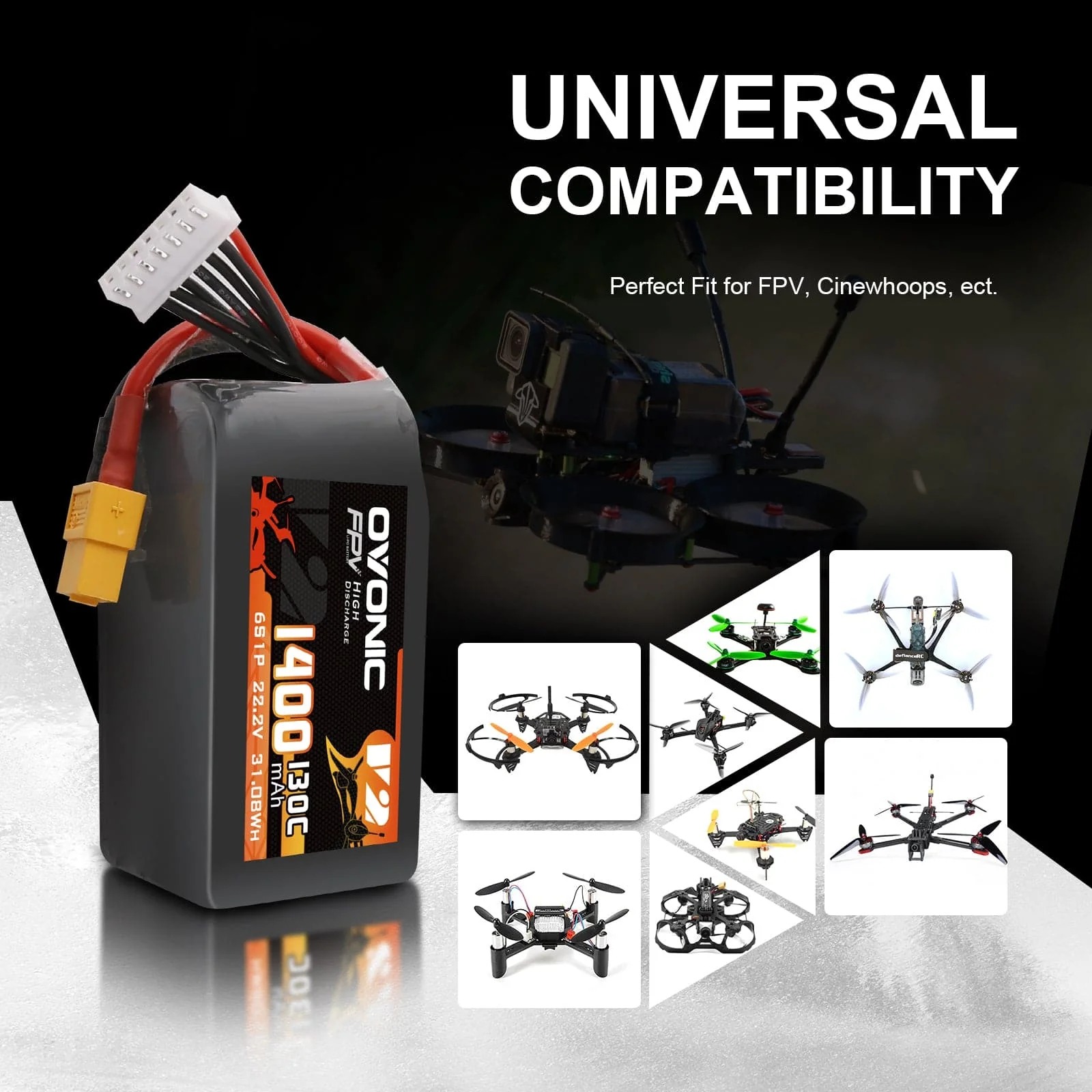Ovonic 6S 1400mAh 130C LiPo Ba - Drone Battery Bag ulasan dan harga